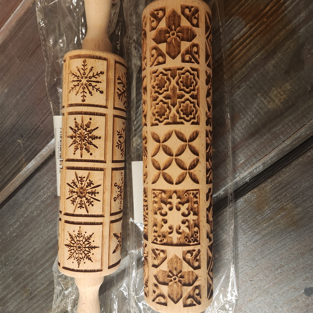 Engraved Wooden Rolling Pin Set Of 2 - Picture 2 of 3